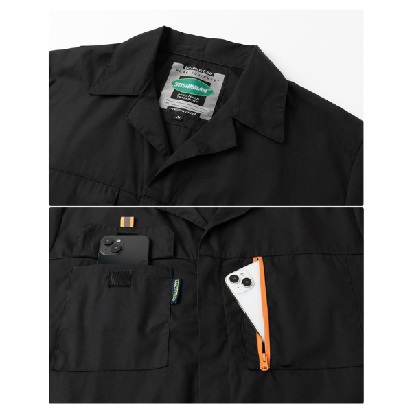 Mens Short Sleeve Coveralls Work Mechanics Jumpsuit Summer Overall Work Suit Breathable Crawl Suit Coverall - Image 2