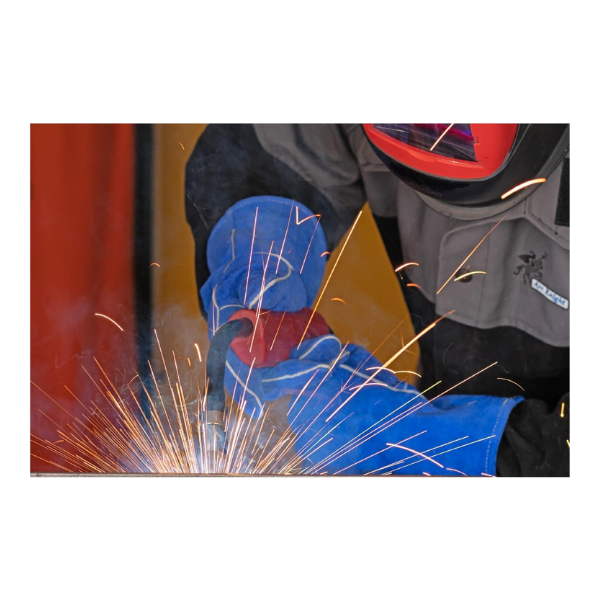 Weldas® general welding gloves, Fully lined with 100% fleecy cotton, Heavy duty leather cuff, 10-0160, Royal Blue - Image 6