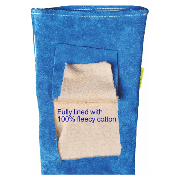 Weldas® general welding gloves, Fully lined with 100% fleecy cotton, Heavy duty leather cuff, 10-0160, Royal Blue - Image 3