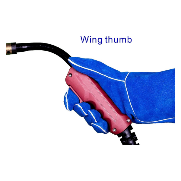 Weldas® general welding gloves, Fully lined with 100% fleecy cotton, Heavy duty leather cuff, 10-0160, Royal Blue - Image 4