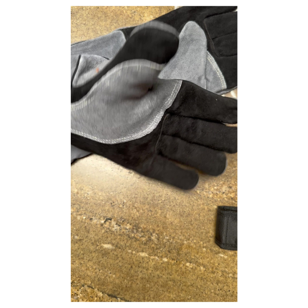 16 Inches,932℉,Leather Welding Gloves, Heat/Fire Resistant,Large Mitts for BBQ,Oven,Grill,Fireplace,Tig,Mig,Forge,Baking,Furnace,Stove,Pot Holder,Animal Handling Glove.L Black-gray - Image 5