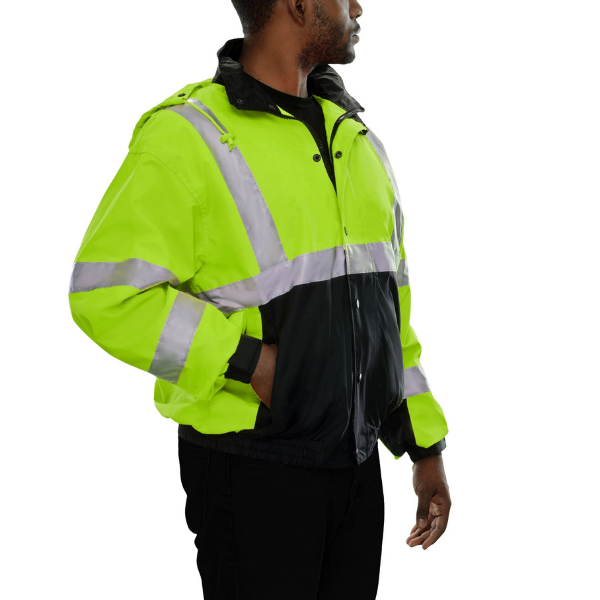412STLB Safety Jacket: Hi-Vis Bomber: Zip-Out Liner: Breathable Waterproof - Image 3