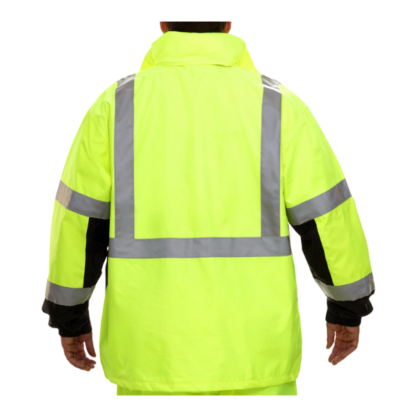431STLB Safety Jacket: Hi-Vis Parka Coat: Breathable Waterproof Hooded: 2-Tone Lime - Image 2