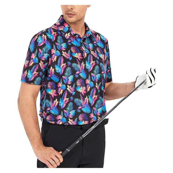 Esabel.C Golf Shirts for Men Dry Fit Performance Short Sleeve Print Moisture Wicking Collared Shirt - Image 4