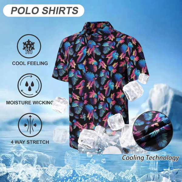 Esabel.C Golf Shirts for Men Dry Fit Performance Short Sleeve Print Moisture Wicking Collared Shirt - Image 3