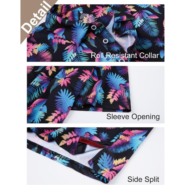 Esabel.C Golf Shirts for Men Dry Fit Performance Short Sleeve Print Moisture Wicking Collared Shirt - Image 2