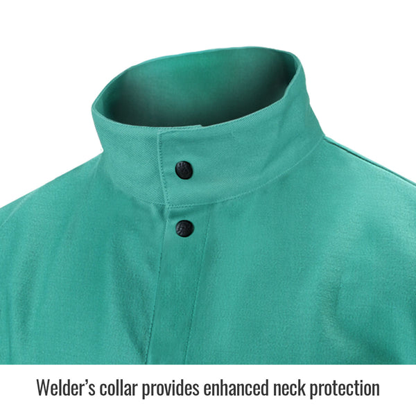 Black Stallion FR Green Welding Jacket 9 oz. - Image 3