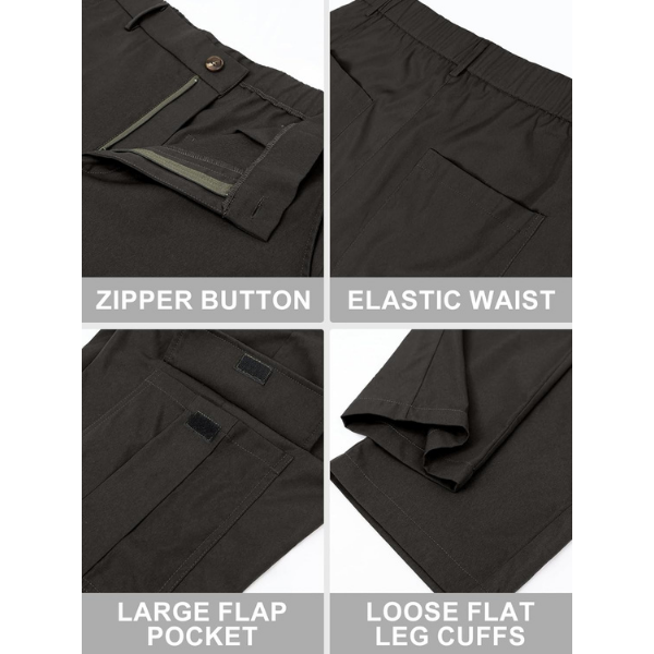 Comdecevis Mens Casual Cargo Pants Baggy Straight Leg Sweatpants with Large Flap Pockets Hiking Sports Trousers - Image 2