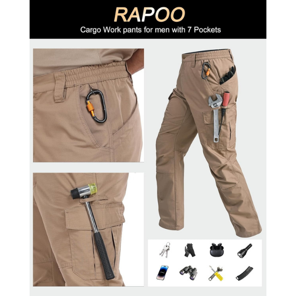 Mens Cargo Pants Ripstop Water Resistant Breathable Tactical Hiking Pants with 7 Pockets - Image 7