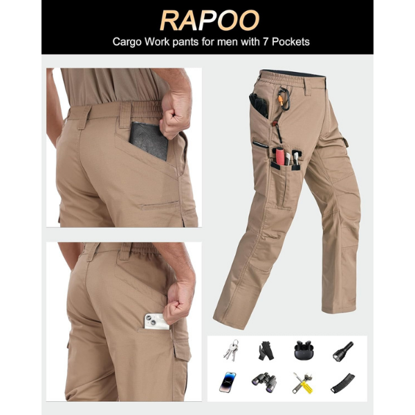 Mens Cargo Pants Ripstop Water Resistant Breathable Tactical Hiking Pants with 7 Pockets - Image 5