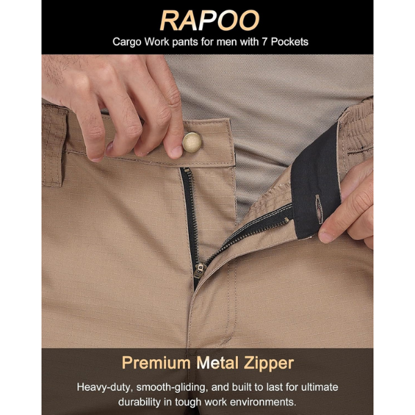 Mens Cargo Pants Ripstop Water Resistant Breathable Tactical Hiking Pants with 7 Pockets - Image 4