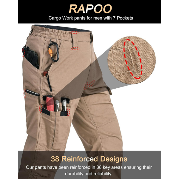 Mens Cargo Pants Ripstop Water Resistant Breathable Tactical Hiking Pants with 7 Pockets - Image 2