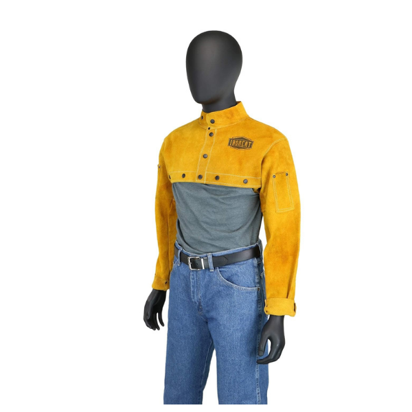 IRONCAT 7000 Cowhide Leather Welding Cape Sleeve - Golden Yellow, XX-Large Size Cape Jacket with Heat Resistance. Welding Gears - Image 4