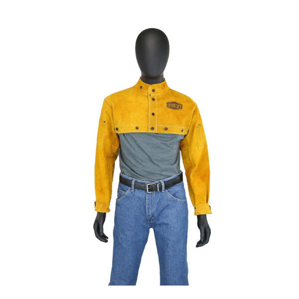IRONCAT 7000 Cowhide Leather Welding Cape Sleeve - Golden Yellow, XX-Large Size Cape Jacket with Heat Resistance. Welding Gears - Image 2