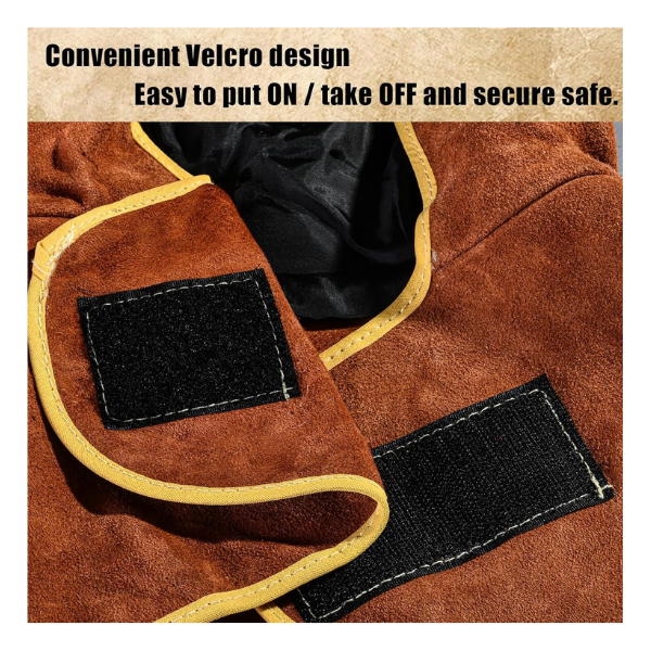 Welding Hood Leather - Cowhide Split Leather Welding Caps Protector with Neck Shoulder Drape - Full Head Cover Protection for Men & Women, Brown - Image 2