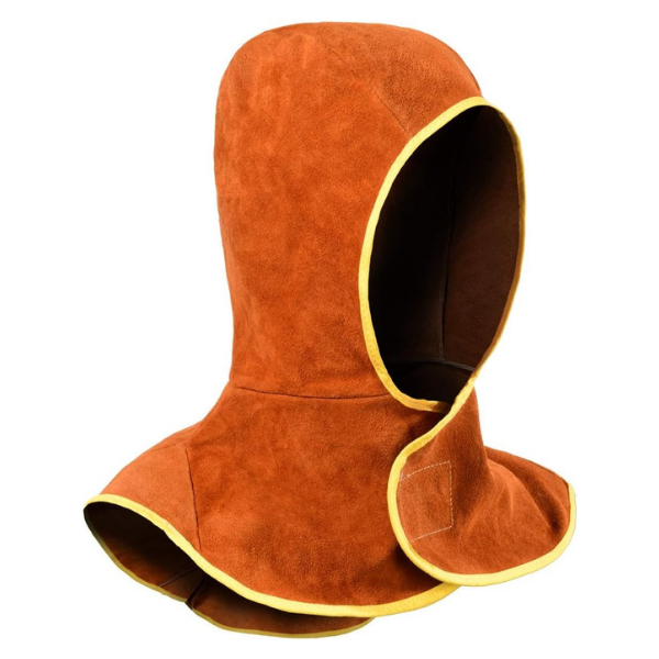 Welding Hood Leather - Cowhide Split Leather Welding Caps Protector with Neck Shoulder Drape - Full Head Cover Protection for Men & Women, Brown - Image 6