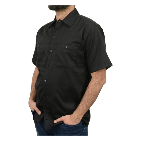 Milwaukee Leather MDM11669 Men's Black Button Up Heavy Duty Work Shirt | Classic Mechanic Work Shirt w/Pockets - Image 2